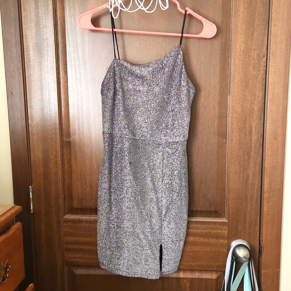 Lulu's Grey one shoulder homecoming dress